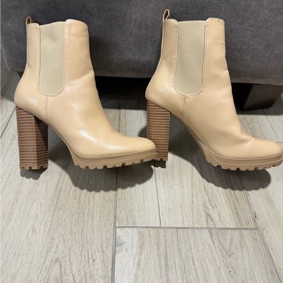 JustFab Cream Heeled Boots - Picture 2 of 10